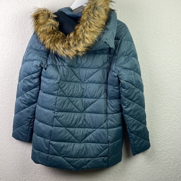 NWT NUAGE Stretch Diagonal Quilted Coat w/Removable Hood Soft Blue Medium - Picture 6 of 8